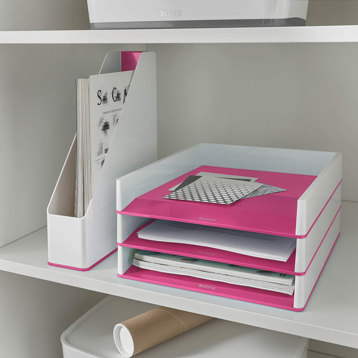 Best Value Leitz A4 Letter Tray, White/Metallic Pink, WOW Range, 53611023