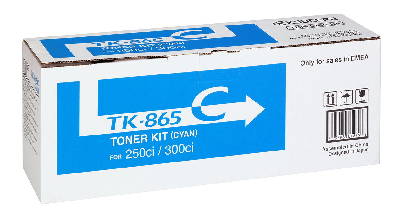 Best Value Kyocera Toner Cartridge TK-865 C - CYAN - 12.000 Pages Ultra High Capacity Genuine Premium Printer Toner - 1T02JZCEU0 - 0T2JZCEU - for TASKalfa 250ci / TASKalfa 300ci