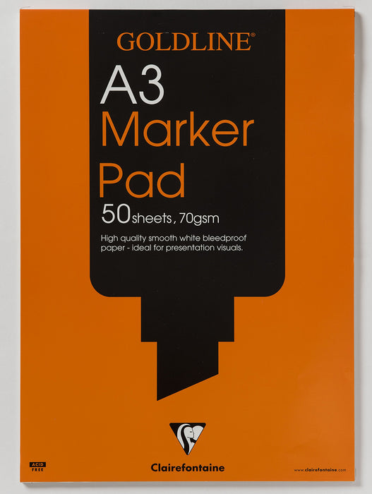 Best Value Clairefontaine Goldline Marker Pad, A3, 70 gsm, Bleedproof, 50 Sheets