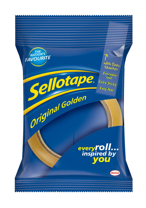 Sellotape Original Golden Tape 18mm x 66m Transparent 16 Rolls