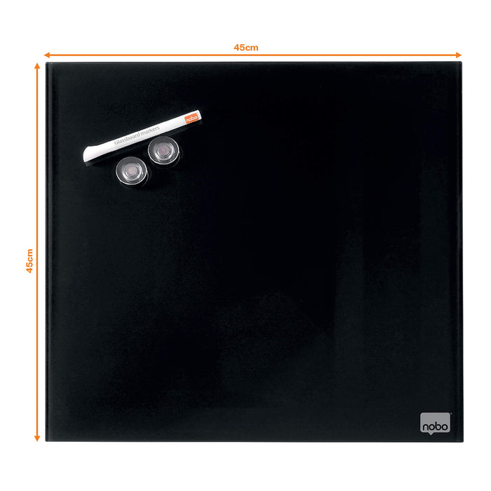 Best Value Nobo Glass Whiteboard, Magnetic, 450 x 450 mm Square Tile Design, Includes Glassboard Marker, Magnets and Fitting Kit, Black, 1903951