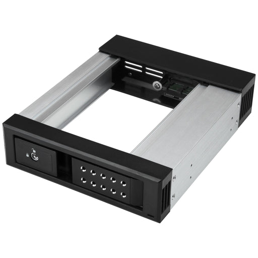 Best Value 5.25" to 3.5" Trayless Hard Drive Hot Swap Bay - Removable Hard Drive Bay for 3.5" SATA/SAS Drives - Aluminum (HSB1SATSASBA)
