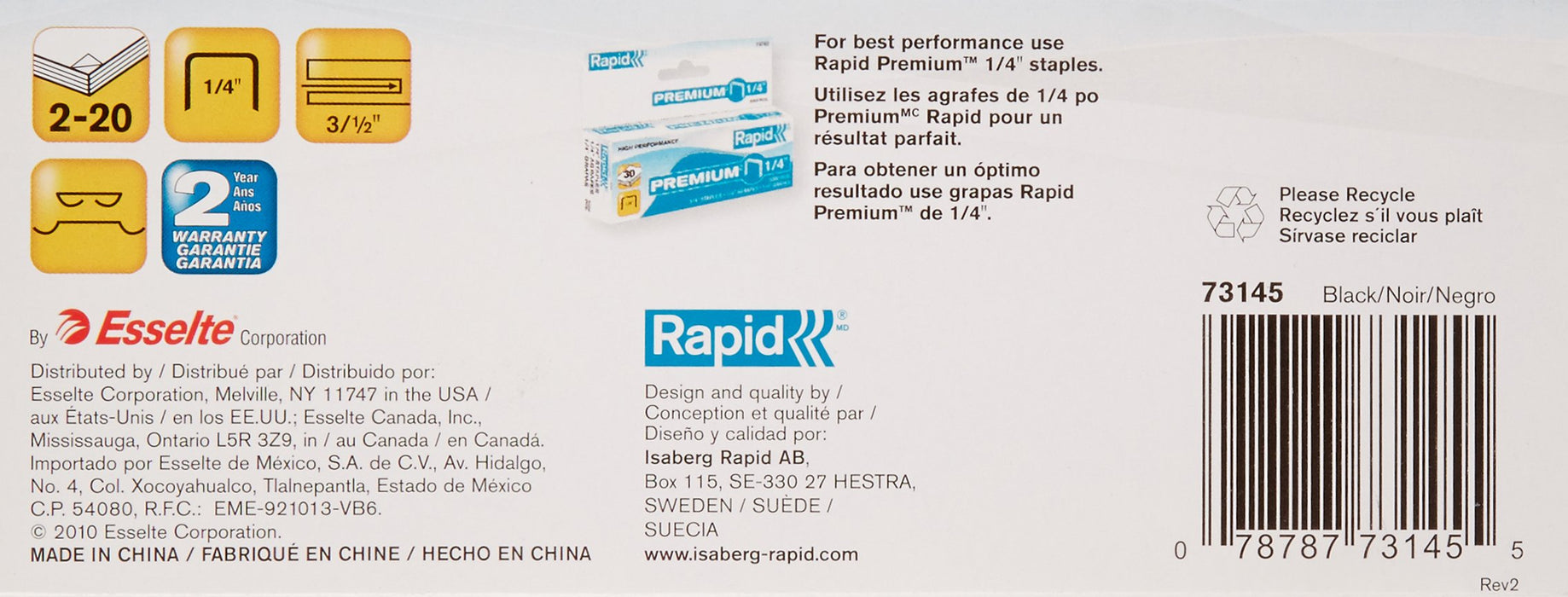 Best Value Rapid 23888200 K45 Classic Stapler, Ergonomic Metal Body, Full Strip, Black, 20 Sheet Capacity