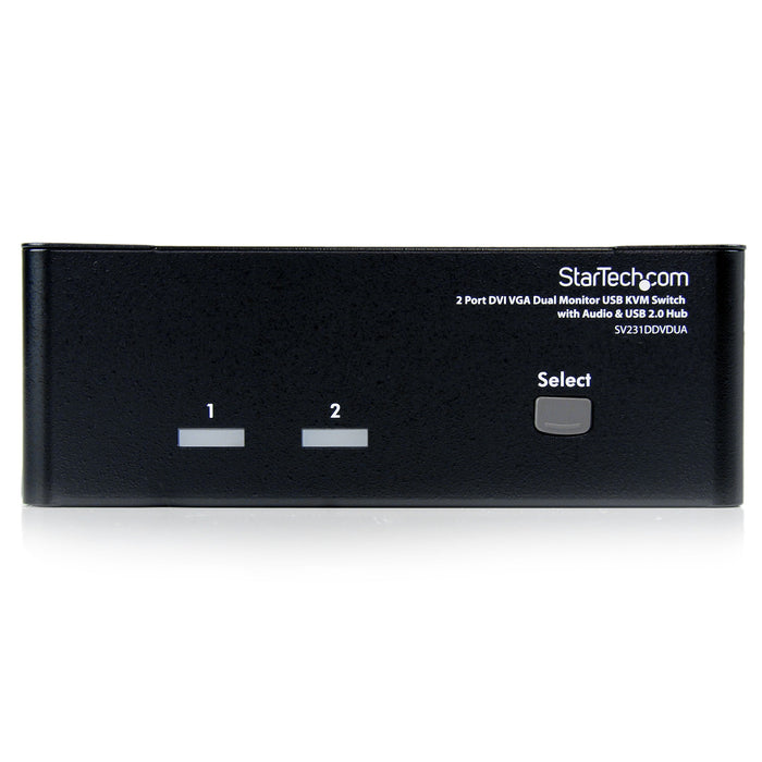 Best Value StarTech.com SV231DDVDUA 2 Port KVM Switch, DVI and VGA with Audio and USB 2.0 Hub, Dual Monitor/Display/Screen KVM Switch, DVI VGA