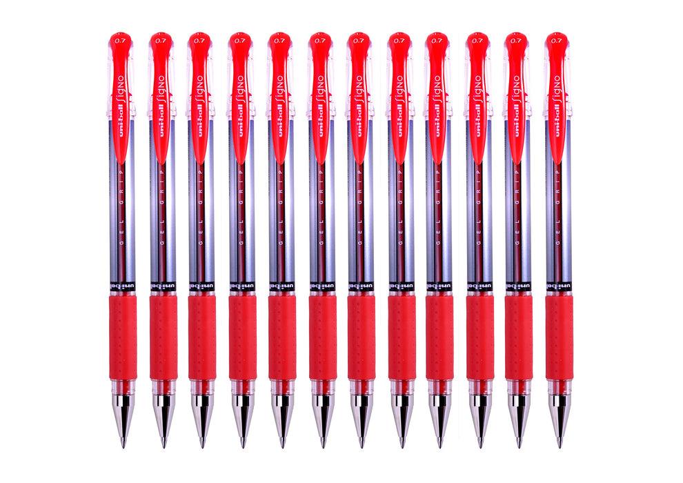 Best Value Uni-Ball 751107000 UM-151S Signo Gel Pens with Gel Grip, Red Gel, 0.7mm Stainless Steel Nib (Pack of 12)