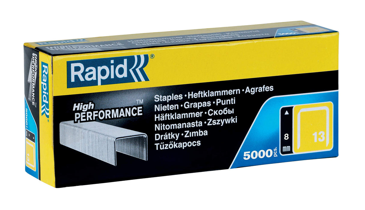 Best Value Rapid High Performance Staples, No.13, Leg Length 8 mm, 11835600 - 5000 Pieces - Silver