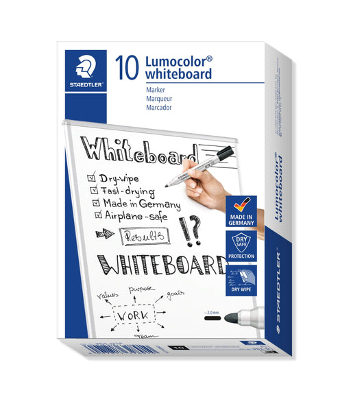 Best Value STAEDTLER 351-9 Lumocolor Whiteboard Marker with Bullet Tip - Black, Pack of 10