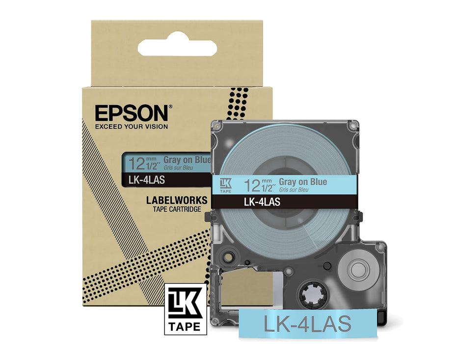 Epson LK-4LAS Gray on Soft Blue Tape Cartridge 12mm - C53S672106