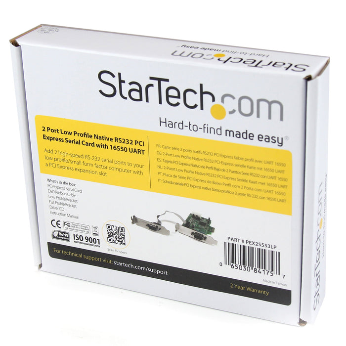 Best Value StarTech.com 2 Port Low Profile Native RS232 PCI Express Serial Card with 16550 UART