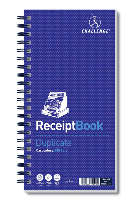 Best Value Challenge 280 x 141 mm Duplicate Receipt Book, Carbonless, 200 Pages, Set of 1