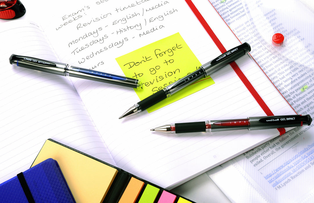 Best Value Uni-Ball 218990000 UM-153S Signo Impact Gel Pens with Rubber Grip, Black Gel, 1 mm Nib (Pack of 12)