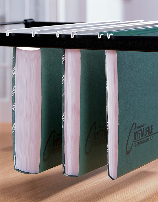 Best Value Rexel 71750 Crystalfile Classic Foolscap Suspension File, 500 Sheet Capacity, 50 mm Squared Base Manilla, Green, Pack of 50