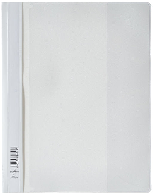 Best Value Durable Filing PVC Folder with Clear A4 Title Pocket - White, Pack of 25