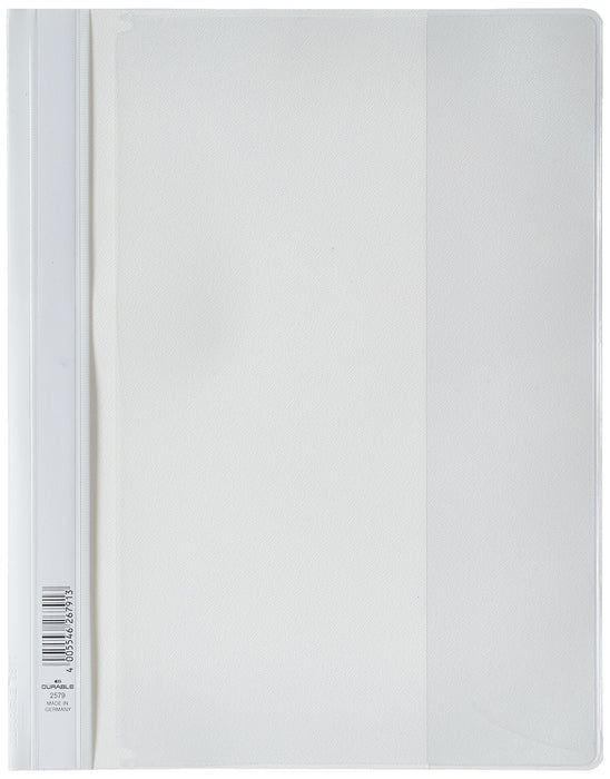Best Value Durable Filing PVC Folder with Clear A4 Title Pocket - White, Pack of 25