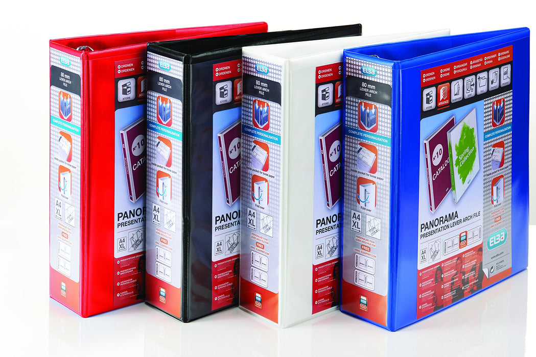 Best Value Elba Presentation Lever Arch File Clear Cover Pockets 2-Ring 70mm Spine A4 Blue Ref 560352 [Pack of 5]