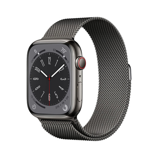 Apple Watch Series 8 (GPS + Cellular) - 45 mm - graphite stainless steel - smart watch with milanese loop - wrist size: 150-200 mm - 32 GB - Wi-Fi, LTE, Bluetooth, UWB - 4G - 51.5 g