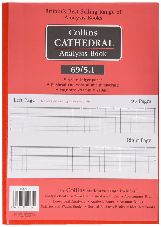 Best Value Collins 060343 Cathedral 69 Series 5 Cash Columns A4 Analysis Book, 96 Pages