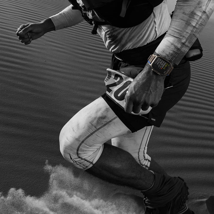 Apple Watch Ultra - 49 mm - titanium - smart watch with Alpine Loop - textile - starlight - band size: S - 32 GB - Wi-Fi, LTE, UWB, Bluetooth - 4G - 61.3 g