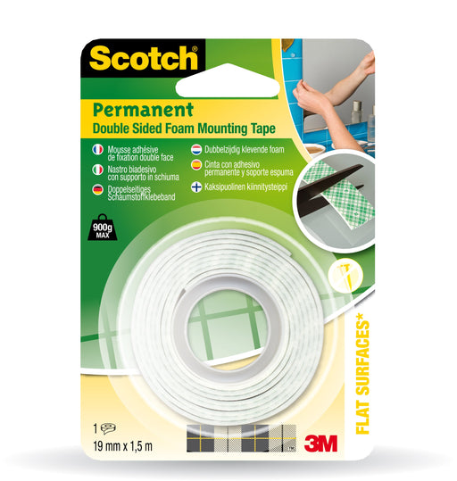 Best Value 3M AA331915 Scotch Permanent Standard Mounting Tape Self-Sticking Cuttable 19 mm x 1.5 m