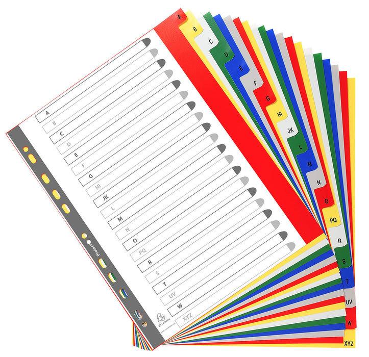 Best Value Exacompta PP Printed Indices, A4 Maxi, 20 Parts (A-Z) - White with coloured tabs
