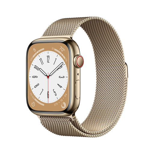 Apple Watch Series 8 (GPS + Cellular) - 45 mm - gold stainless steel - smart watch with milanese loop - wrist size: 150-200 mm - 32 GB - Wi-Fi, LTE, Bluetooth, UWB - 4G - 51.5 g