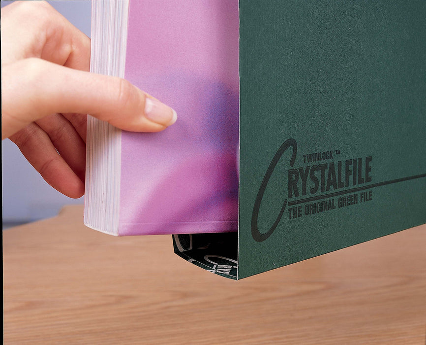 Best Value Rexel 71750 Crystalfile Classic Foolscap Suspension File, 500 Sheet Capacity, 50 mm Squared Base Manilla, Green, Pack of 50