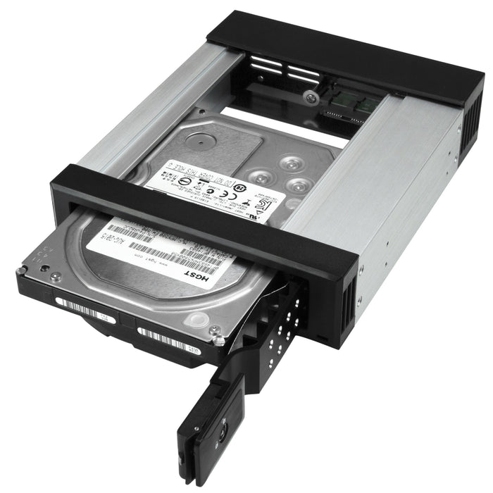 Best Value 5.25" to 3.5" Trayless Hard Drive Hot Swap Bay - Removable Hard Drive Bay for 3.5" SATA/SAS Drives - Aluminum (HSB1SATSASBA)