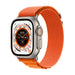 Apple Watch Ultra - 49 mm - titanium - smart watch with Alpine Loop - textile - orange - band size: S - 32 GB - Wi-Fi, LTE, UWB, Bluetooth - 4G - 61.3 g