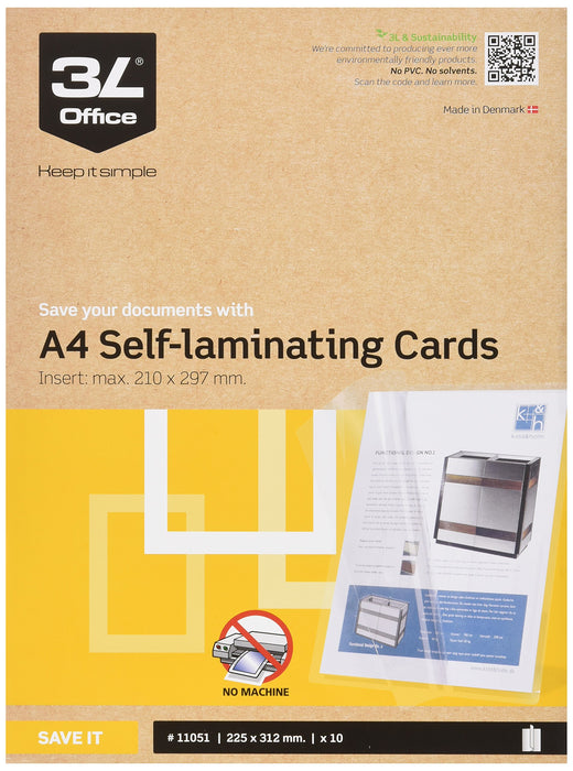 Best Value 3L A4 Self Laminating Cards (Pack of 10)