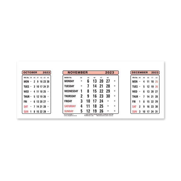 At-A-Glance Calendar Refill 2023 3 Month View 3SR23