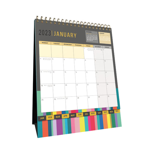 Collins Edge Rainbow Desk Calendar Month to View 2023 EDDC-23