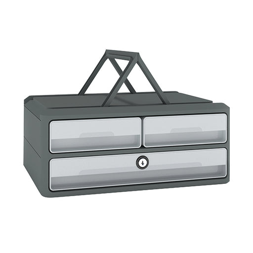 CEP MoovUp 3 Drawer Module Polystyrene with Key Lock and Handles Grey 1091216361