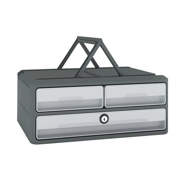 CEP MoovUp 3 Drawer Module Polystyrene with Key Lock and Handles Grey 1091216361