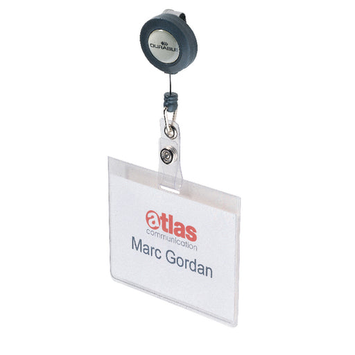 Durable Mono Security Pass Holder with Badge Reel Clear (Pack of 10) 8138/19