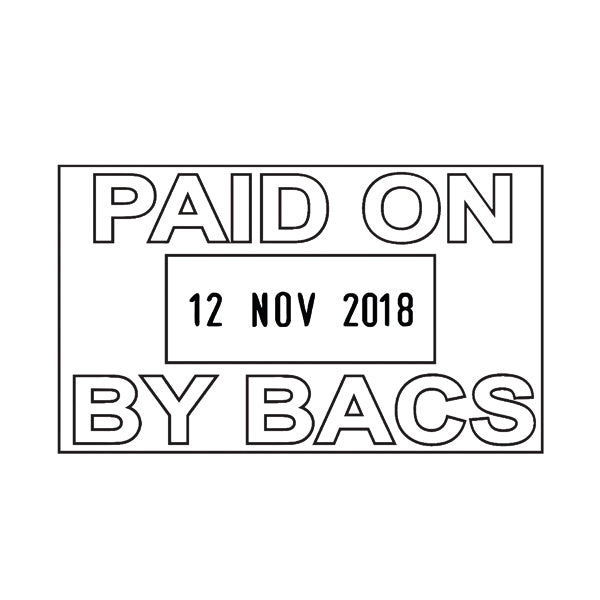 COLOP Printer 38 Self Inking Date and Message Stamp PAID ON BY BACS C133751BAC