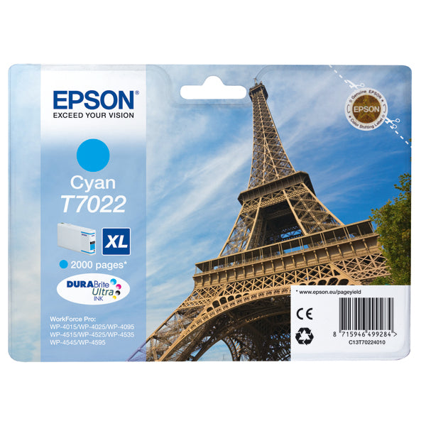 Epson T7022 High Yield Cyan Inkjet Cartridge C13T70224010 / T7022