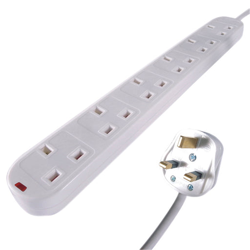 Connekt Gear 5m 6-Way Surge Protection Extension Lead White 27-6050S