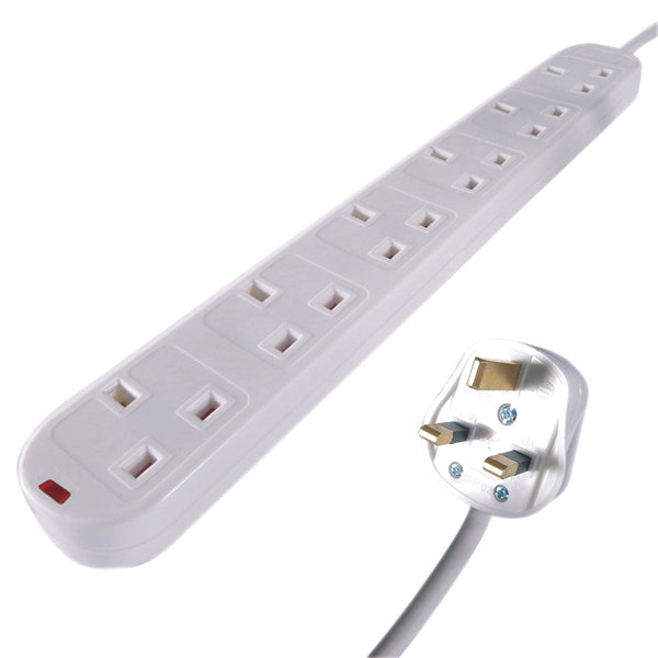 Connekt Gear 5m 6-Way Surge Protection Extension Lead White 27-6050S