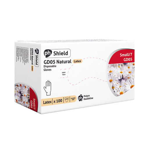 Shield Powder-Free Latex Gloves Small Natural (Pack of 100) GD05