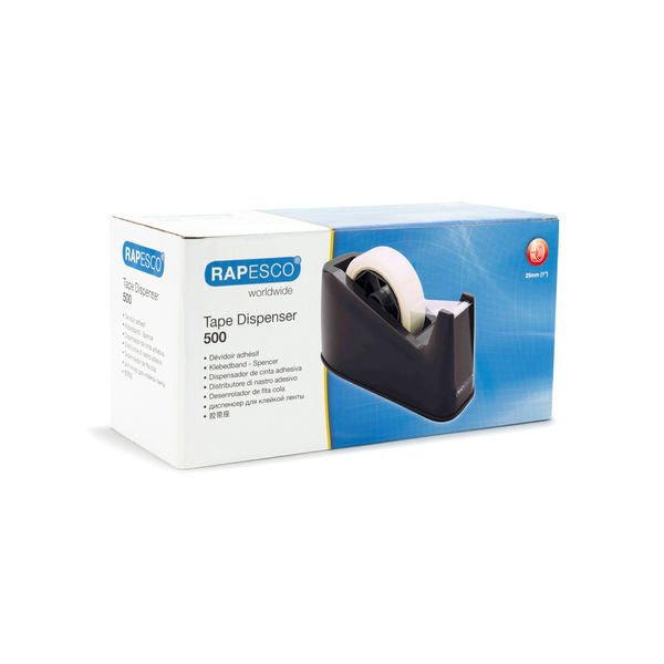 Rapesco Germ-Savvy Antibacterial 500 Heavy Duty Tape Dispenser Black RPTD500B