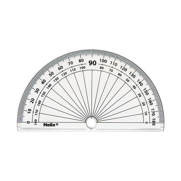 Helix 10cm 180 Degree Protractor Clear (Pack of 50) H02040