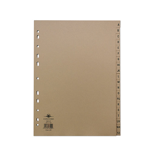 Concord Index A-Z 20-Part A4 Kraft Manilla Buff 78202/AZ2