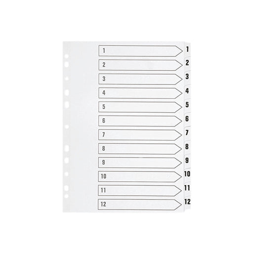 Q-Connect 1-12 Index Multi-Punched Reinforced Board Clear Tab A4 WhiteKF01529