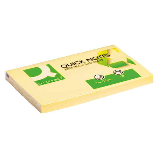 Q-Connect Recycled Quick Notes 76 x 127mm Yellow (Pack of 12) KF05610