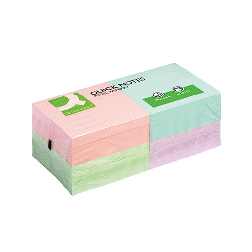 Q-Connect Quick Notes 76 x 76mm Pastel (Pack of 12) KF10509