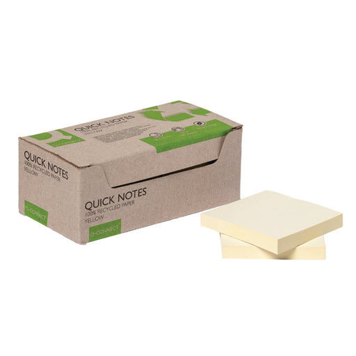 Q-Connect Recycled Notes 76x76mm Yellow (Pack of 12) KF17321