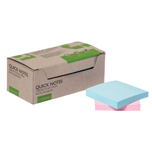 Q-Connect Recycled Notes 76x76mm Pastel Rainbow (Pack of 12) KF17324
