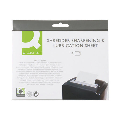Q-Connect Shredder Sharpening and Lubrication Sheet 220x150mm (Pack of 12) KF18470