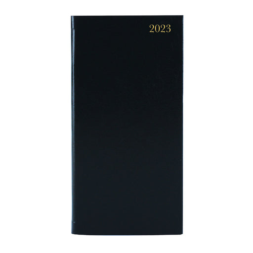 Slim Desk Diary Portrait Week To View Black 2023 KF1BK23