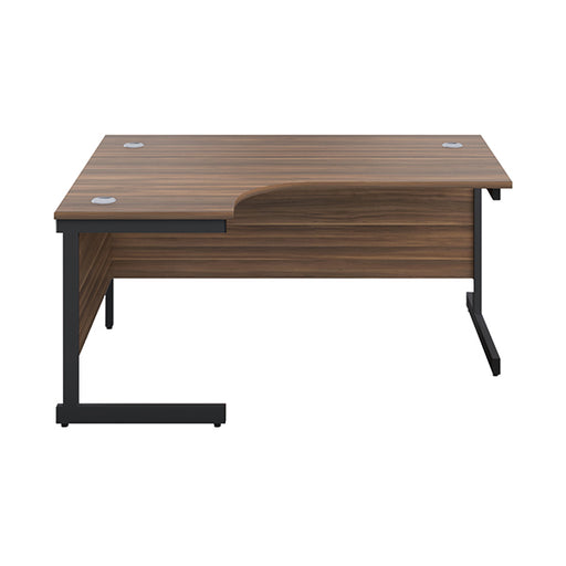 Jemini Radial Left Hand Single Upright Cantilever Desk 1600x1200x730mm Walnut/Black KF819639